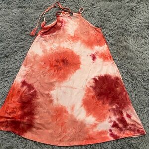 red/orange tie dye dress